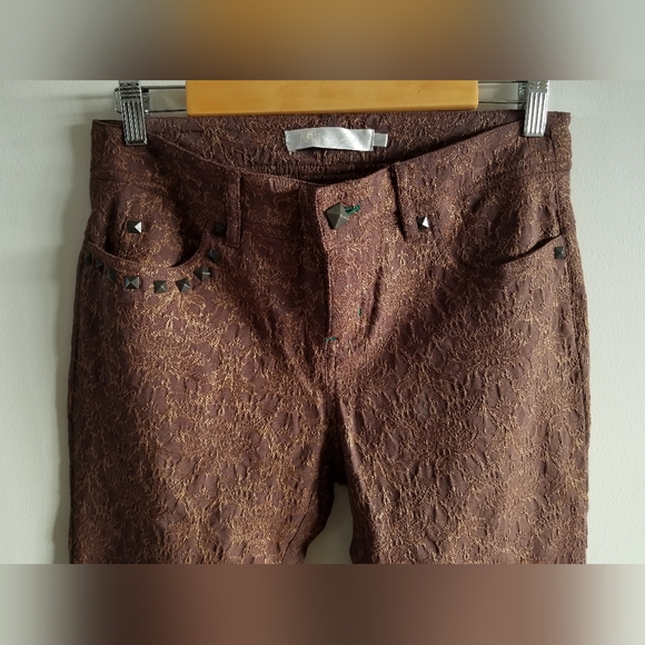 ABS Patterned Brown Embroidered Pants - size 6 - Picture 9 of 10